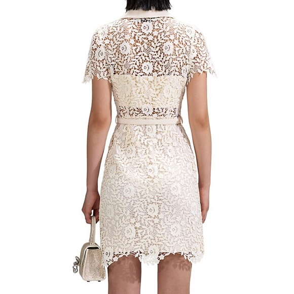 Self Portrait Cream Rose Lace Mini Dress - Picture 4 of 12